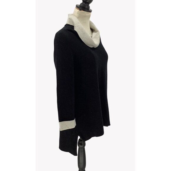 Anthropologie Moth Womens Sweater Black & Cream Cowl Neck Size Medium - Picture 2 of 7